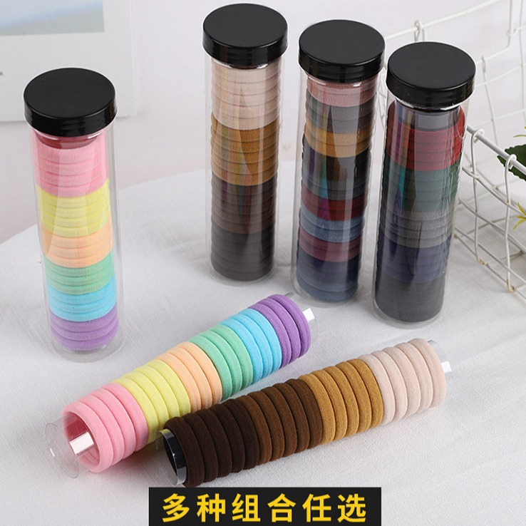 High Elastic Hair Ring Hair Rope Seamless Small Rubber Band Hair Rope Women's Headwear Rubber Band Hair Rope Black Leather Cover