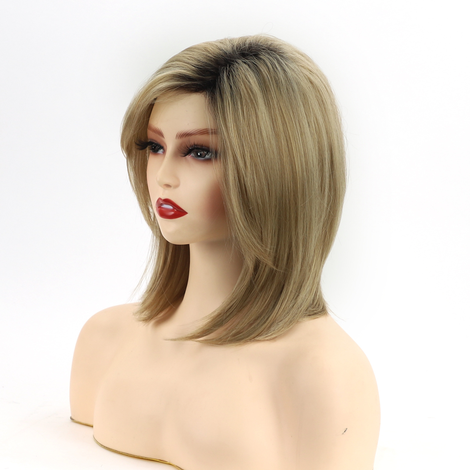 Foreign trade wig European and American women's wig headgear chemical fiber rose net gradient wave head manufacturers spot wholesale