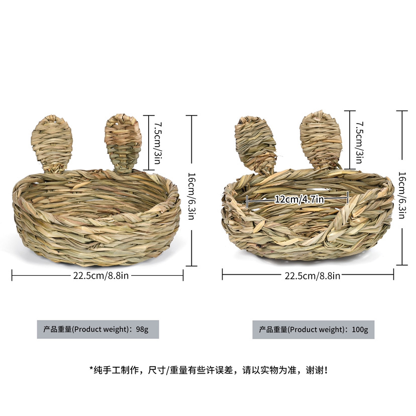 New Exotic Pet Hand-Woven Rabbit Nest Edible Decompression Vent Toy Chinchilla Guinea Pig Molar Landscaping Ornaments