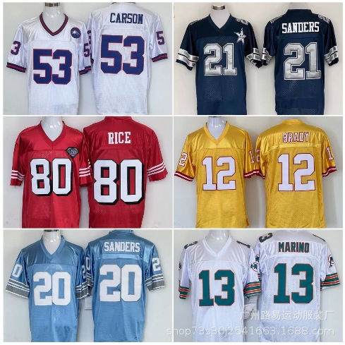 Ретро Н/Фл форма Рагби Кроу Лев Упаковщик Джинсовая красная кожа Главный Рагби форма Вышивка