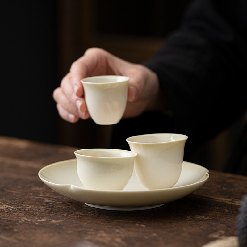 Plant Gray Glaze Tea Cup Ceramic Small Tea Cup Master Cup Retro Single Tea Bowl Kung Fu Tea Set Tea Cup Scent Cup