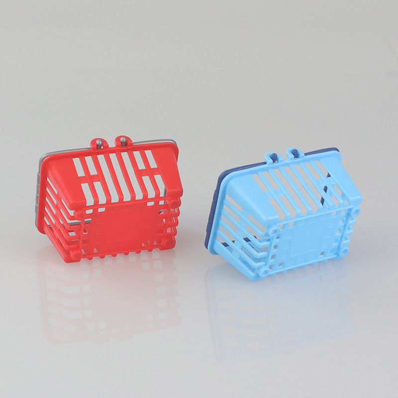 Children's play house supermarket double handle mini shopping basket basket simulation small dish basket storage gift toy accessories