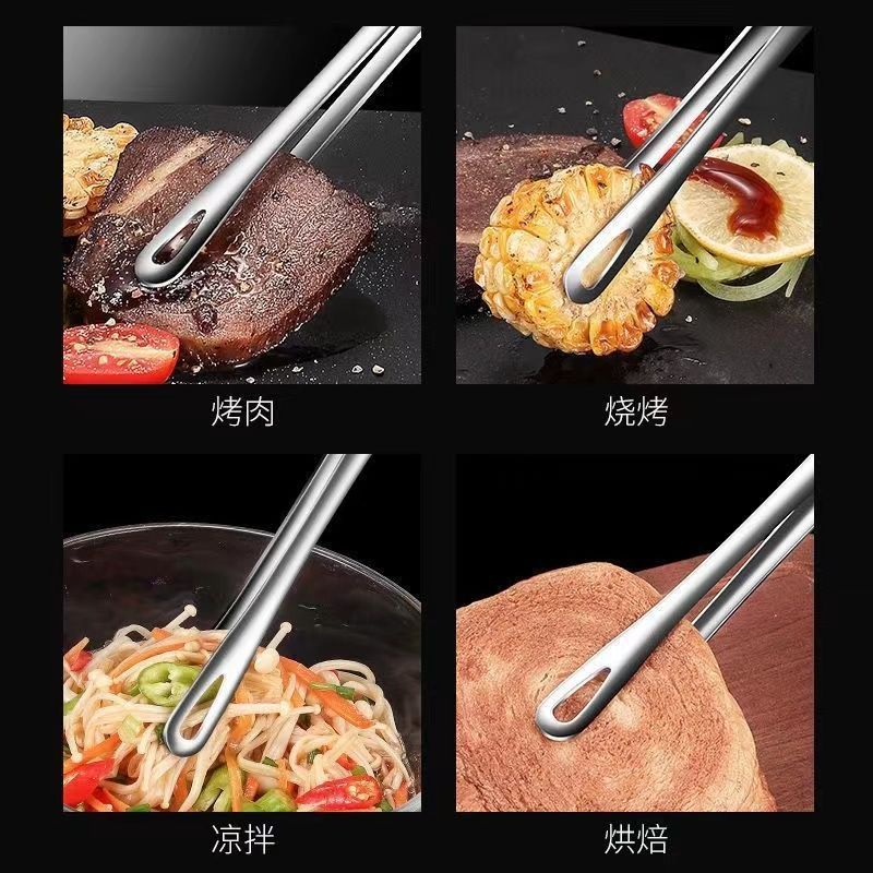 Factory price wholesale barbecue clip thickened anti-scalding barbecue flip clip 304 food grade stainless steel barbecue clip