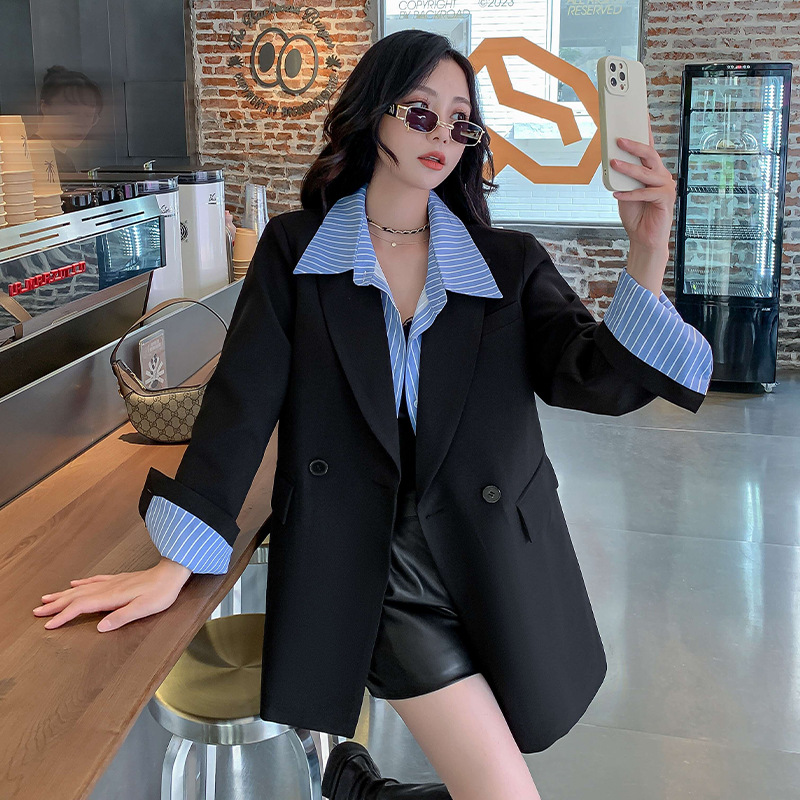 новый осенний пиджак для женщин плюс сайз, свободный корейский стиль, повседневный стройнящий костюм 23103