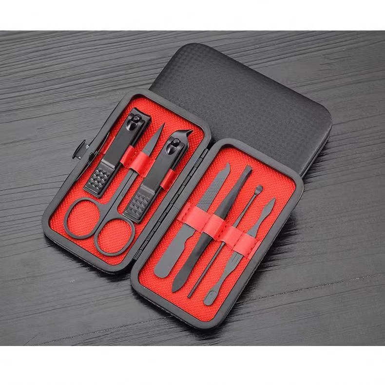 Черный 7 предметный набор маникюрных ножниц набор для маникюра набор для обрезки ногтей набор для маникюра