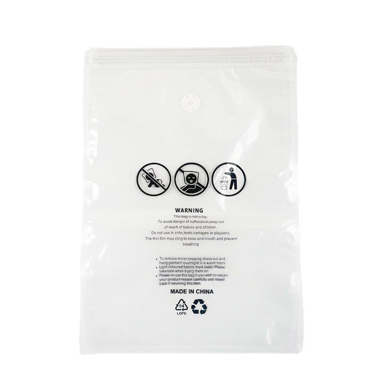 Amazon Warning Transparent Packaging Bag Cross-Border Clothing T-Shirt Vacuum Zipper Bag Anti-Suffocation Clothing Ziplock Bag