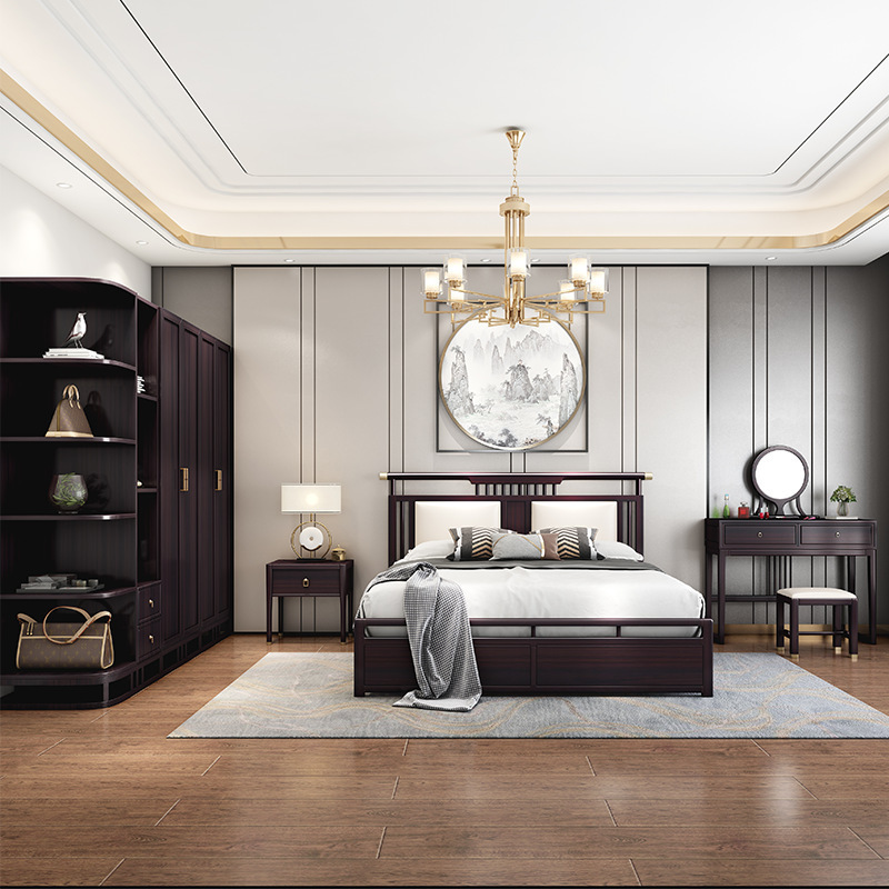 New Chinese-Style Wardrobe, Modern, Simple and Economical, Home Bedroom Wardrobe, Four or Five-Door Overall Storage Cabinet