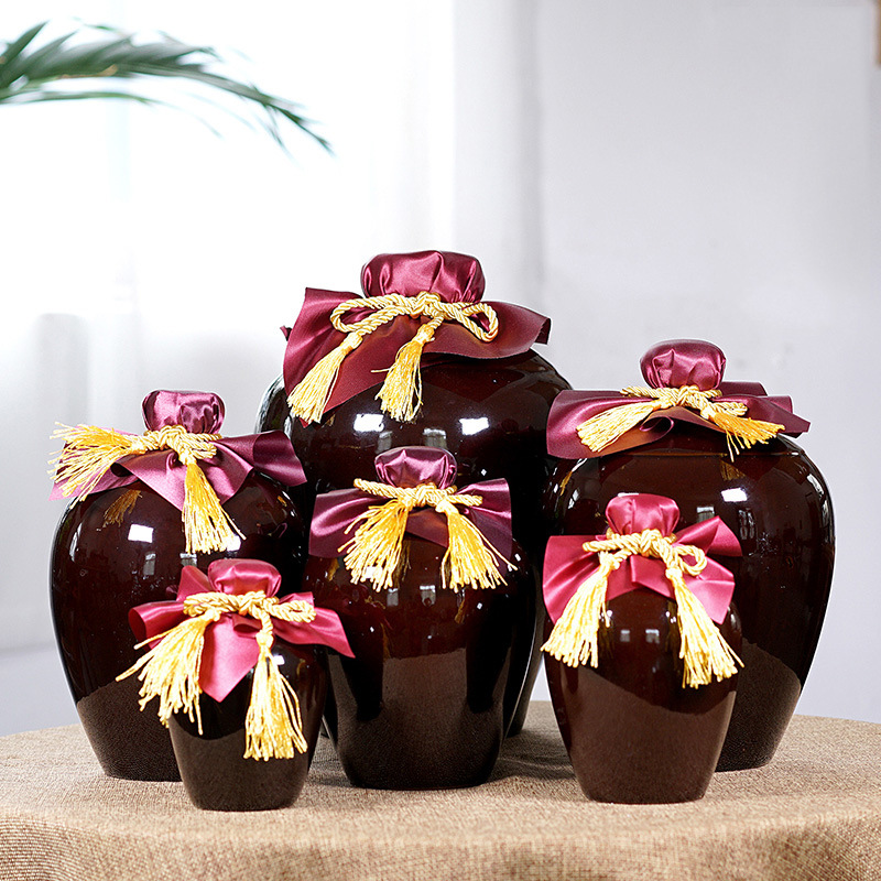 Yixing wholesale ceramic wine bottle hand 1kg 2kg 3kg 5kg 10kg clay pottery jar wine pot processing liquor empty bottle