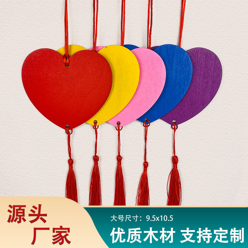 Handwritten Heart-Shaped Wooden Blessing Cards for Decoration, Hanging Tags for Scenic Spots, Temples, and Wishing Cards