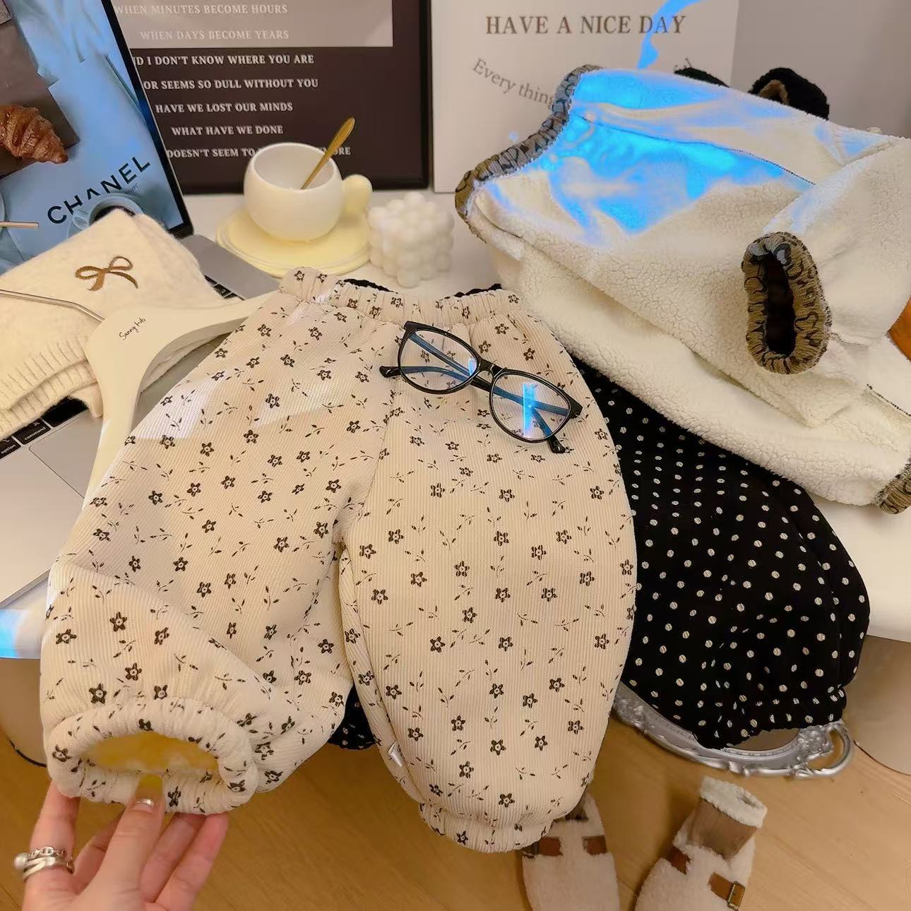 Children's Fleece-Lined Pants Thickened Pants Girls Winter New Boys' Warm Pants Baby's Outer Wear Sweatpants Children's Pants Children's Wear