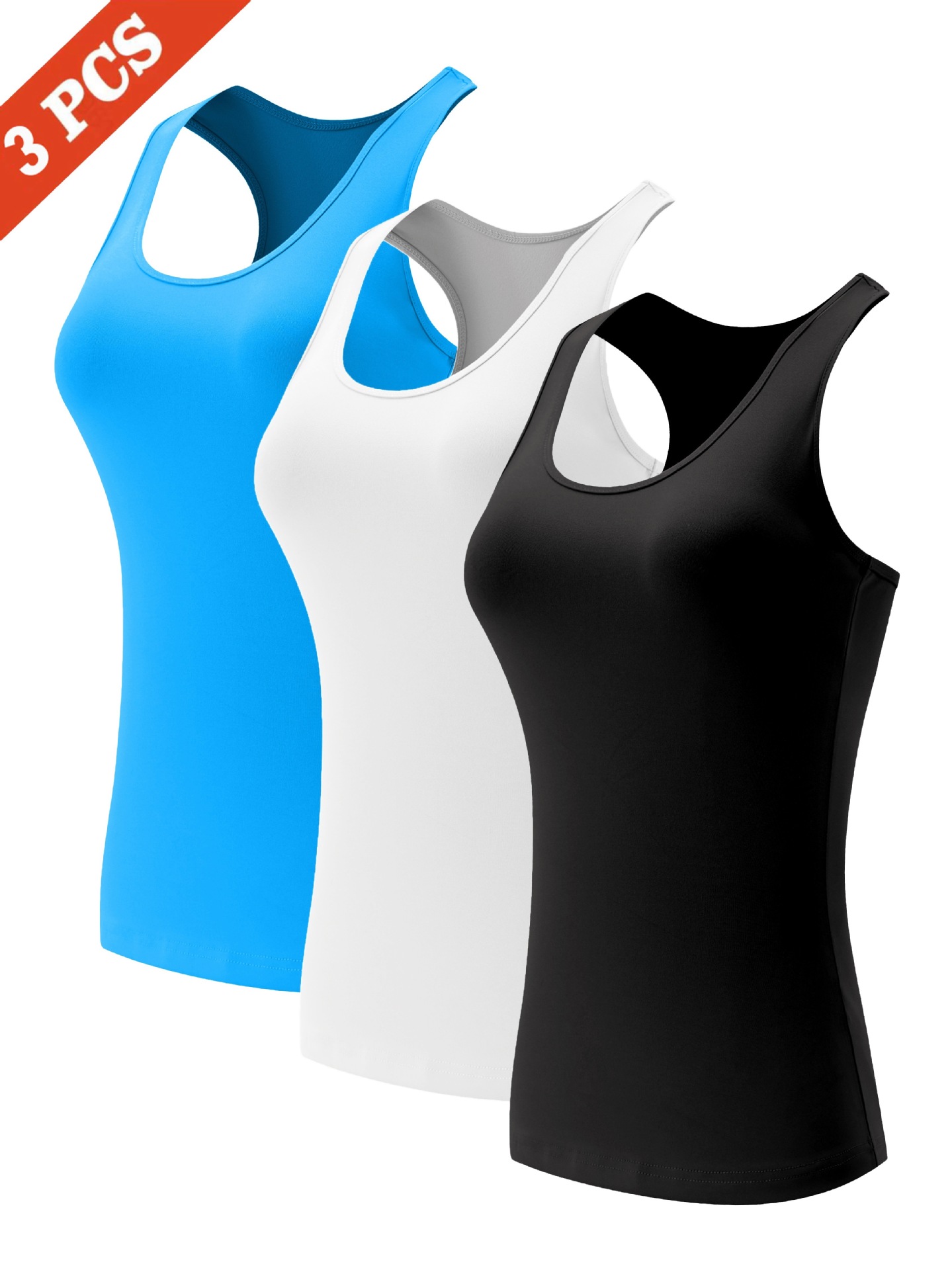 [Breathable Blend] Women's Racerback Workout Tank Tops -3Pc