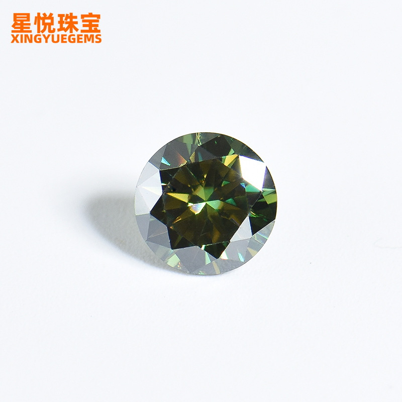 Mousan Factory Dark Green Moissanite Round Eight Heart and Eight Arrows Cutters Mousan Bare Stone VVS Clarity Gem Wholesale