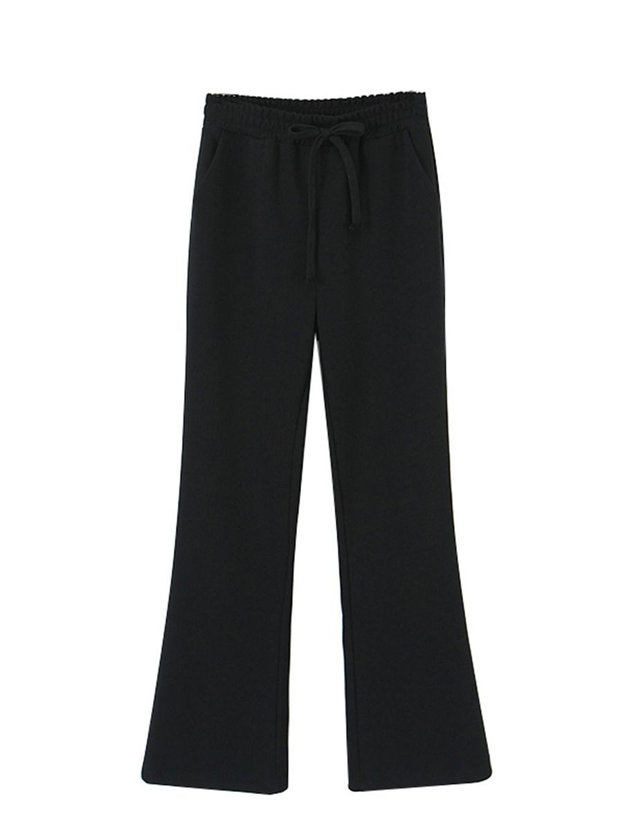 Runqi N8658 plus overhaul leg cut micro horn floor stretch small black pants wholesale large size women's pants