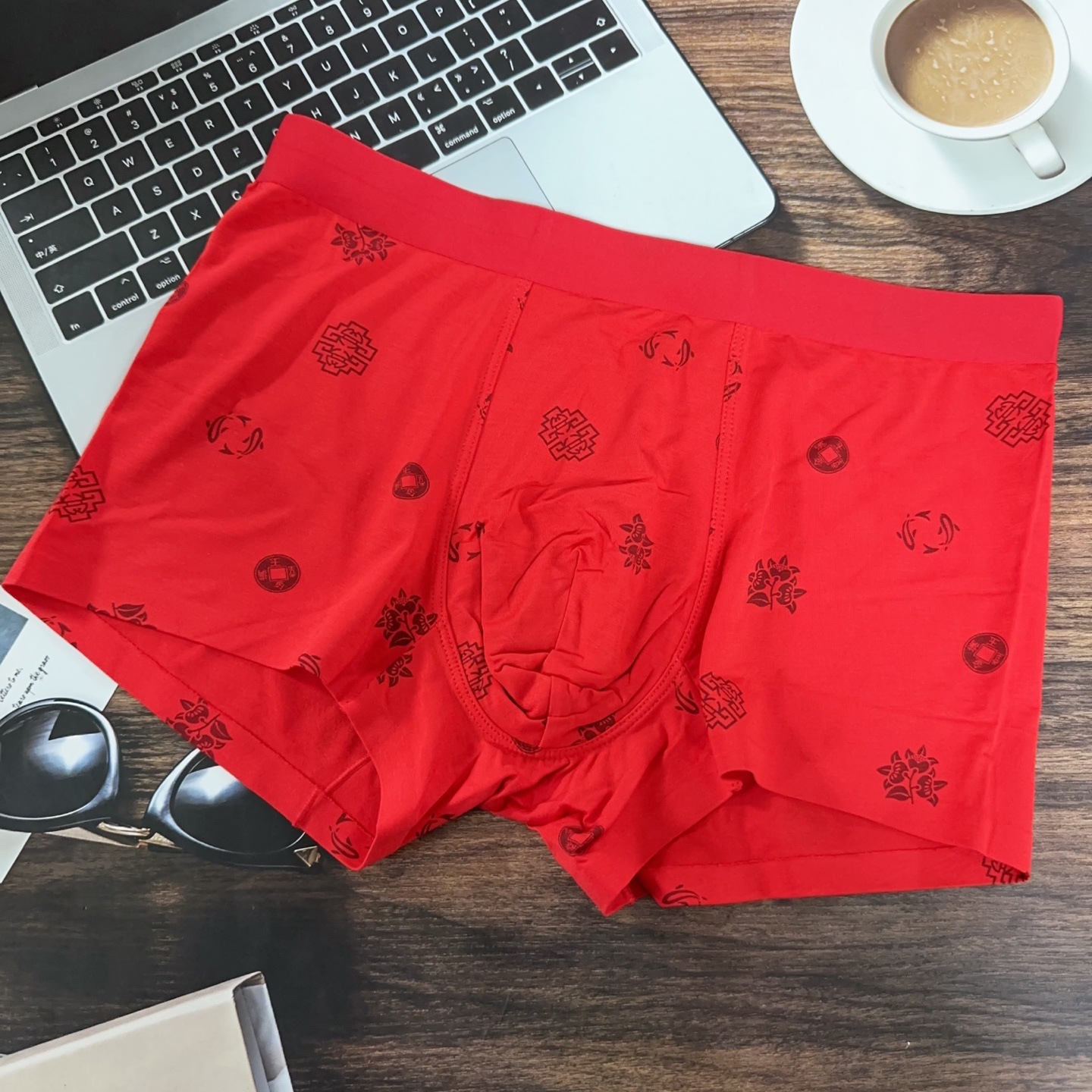 Red Seamless Men's Pants 60 Count Ultra-Fine Lenzing Modal Plant 3A Antibacterial Bottom Men's Boxer Briefs for the Year of Birth