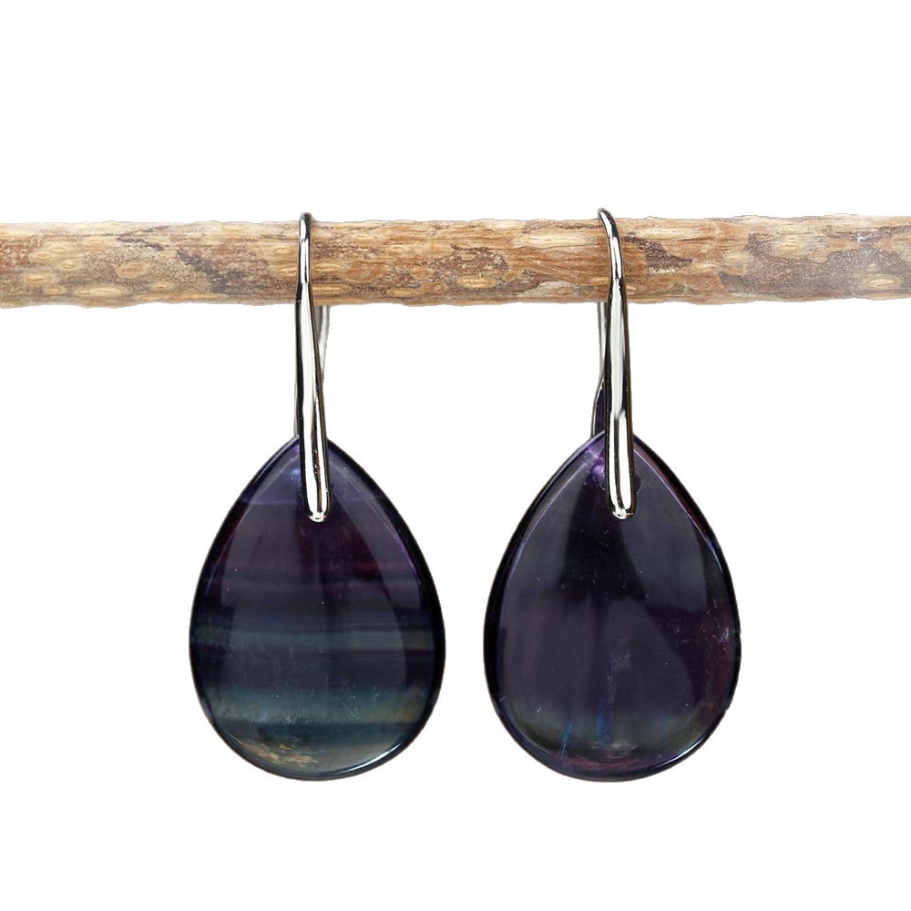 Zhuhang Jewelry Cross-Border New Natural Stone Earrings Holiday Style Earrings Amethyst Tiger Eye High-End Ear Hooks Wholesale