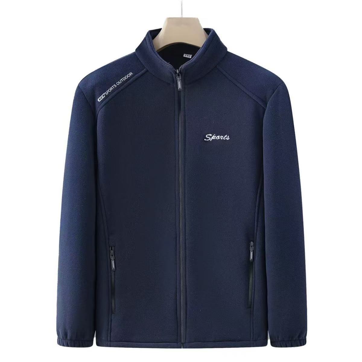 Cross-Border New Men's Polar Fleece Jacket Spring and Autumn Stand Collar Winter Fleece Jacket Jacket Thickened Liner