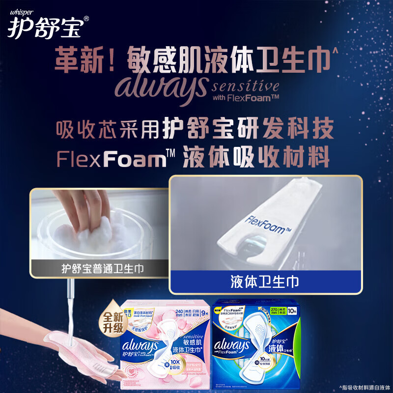 Shu Bao liquid sanitary napkin sensitive muscle series day and night with 240mm9/270mm8 genuine goods wholesale