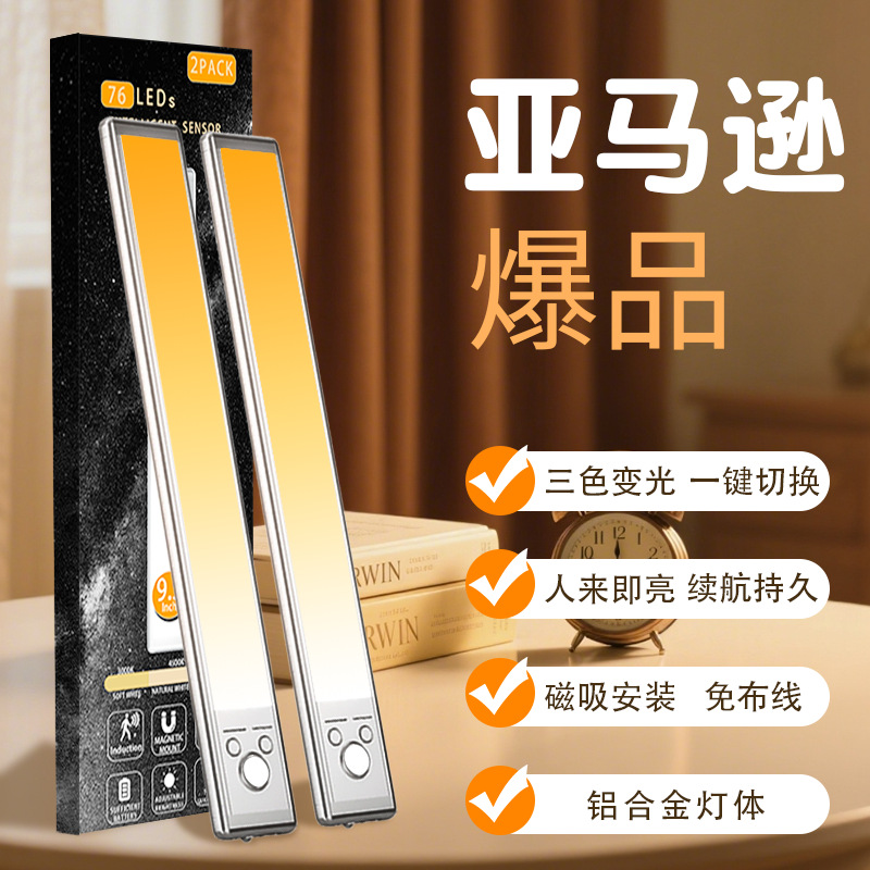 Кросс-борд умный LED светильник с датчиком движения ночной свет настольный светильник шкафный светильник спальня уличная модель с зарядкой настенный светильник