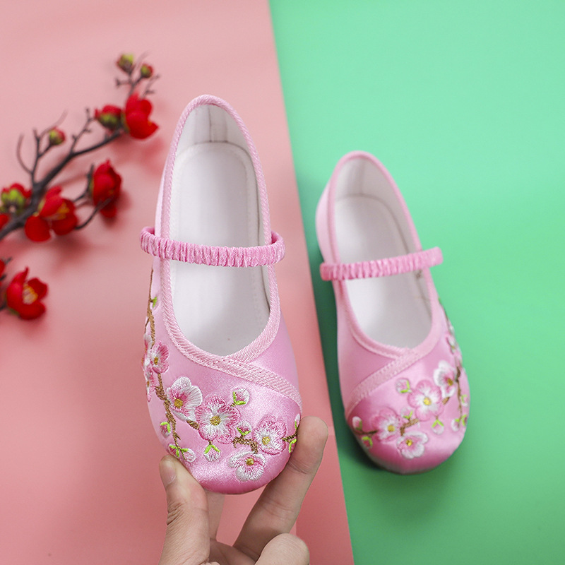 Hanfu Shoes Girls' Ancient Costume Children's Embroidered Shoes Ethnic Antique Baby Princess Cheongsam Shoes Old Beijing Cloth Shoes