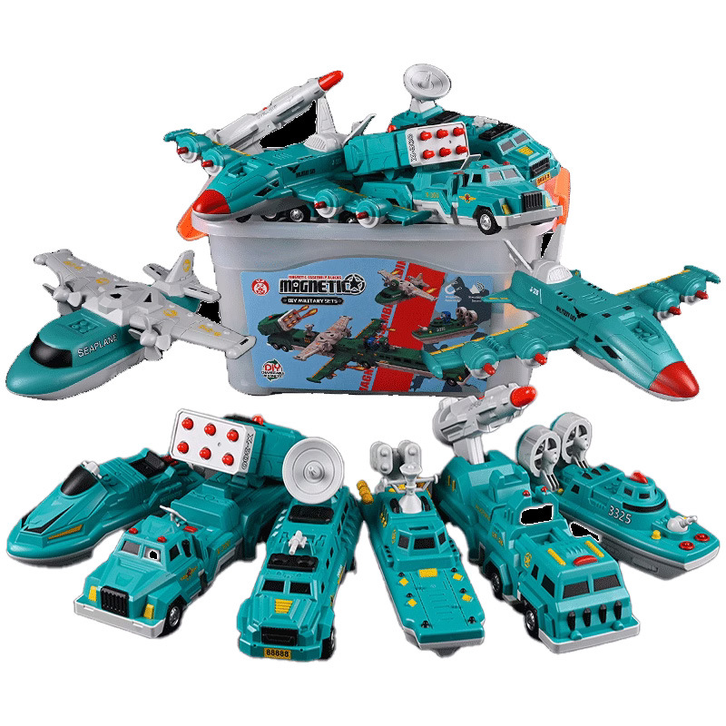 Wholesale Genuine Children's Magnetic Deformation Robot King Kong Building Blocks Magnetic Boy Toys Magnetic Assembly Engineering Vehicle