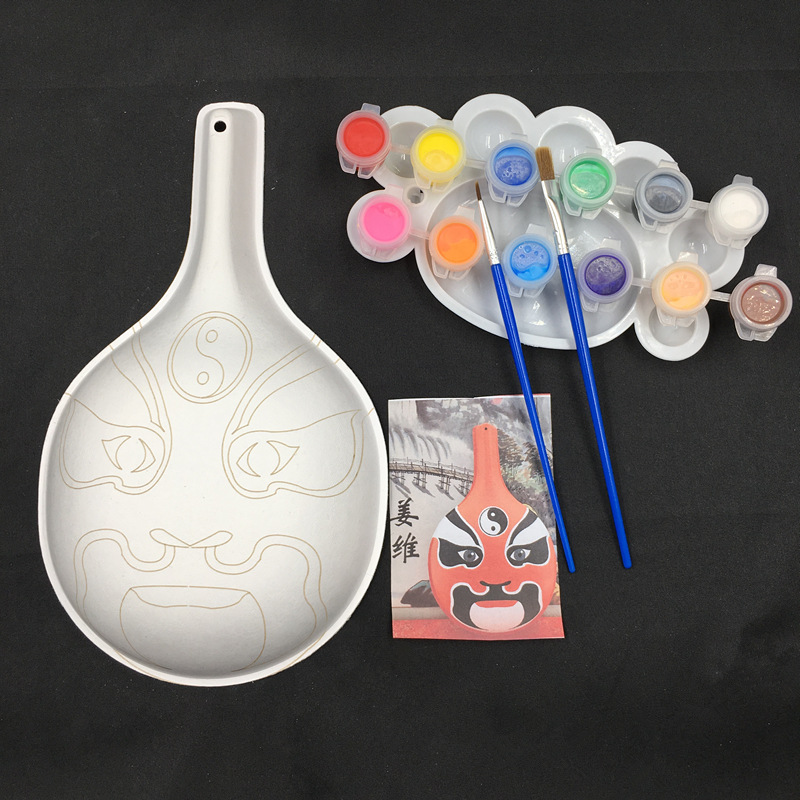 Small size pulp diy traditional culture handmade DIY horse spoon social Fire with pattern facial makeup white blank teaching material package