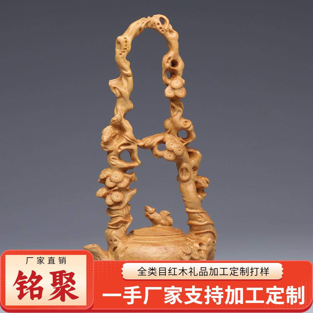 Декоративный элемент в китайском стиле с резной кедровой древесиной, подставка для чайника Dongpo, массивная деревянная полка для чайников, декор для гостиной