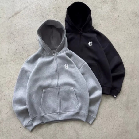 European and American Foreign Trade Cross-border Elastic Tying Rope Zipper Sweatpants Solid Color Casual suit High Street Hip Hop Rap Street