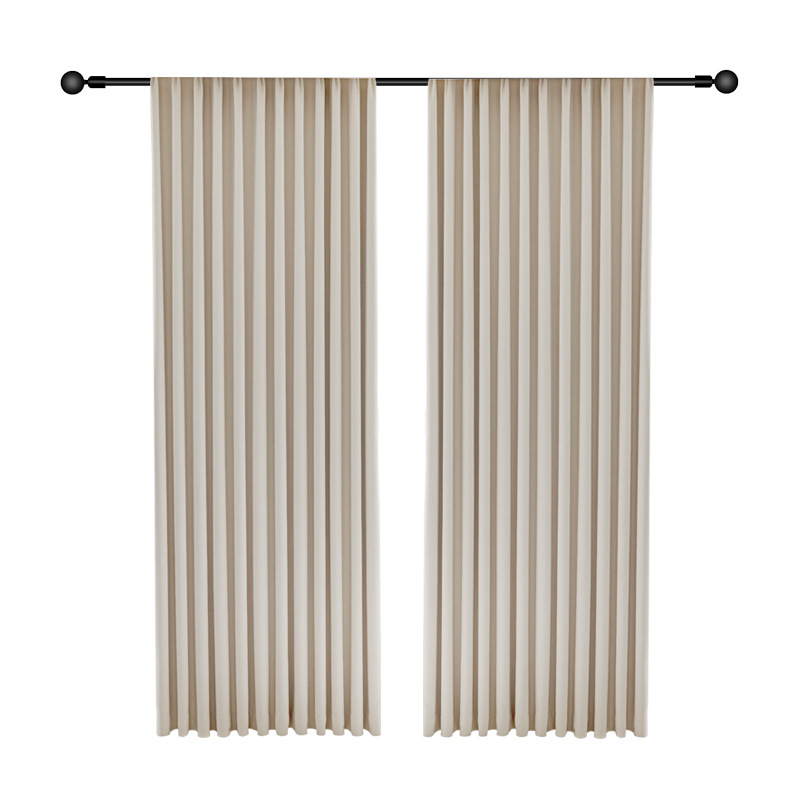 Black Silk Chenille Full Blackout Curtain Cloth Wholesale Cream Style Blackout Master Shaoxing Keqiao Whole House Custom Curtain