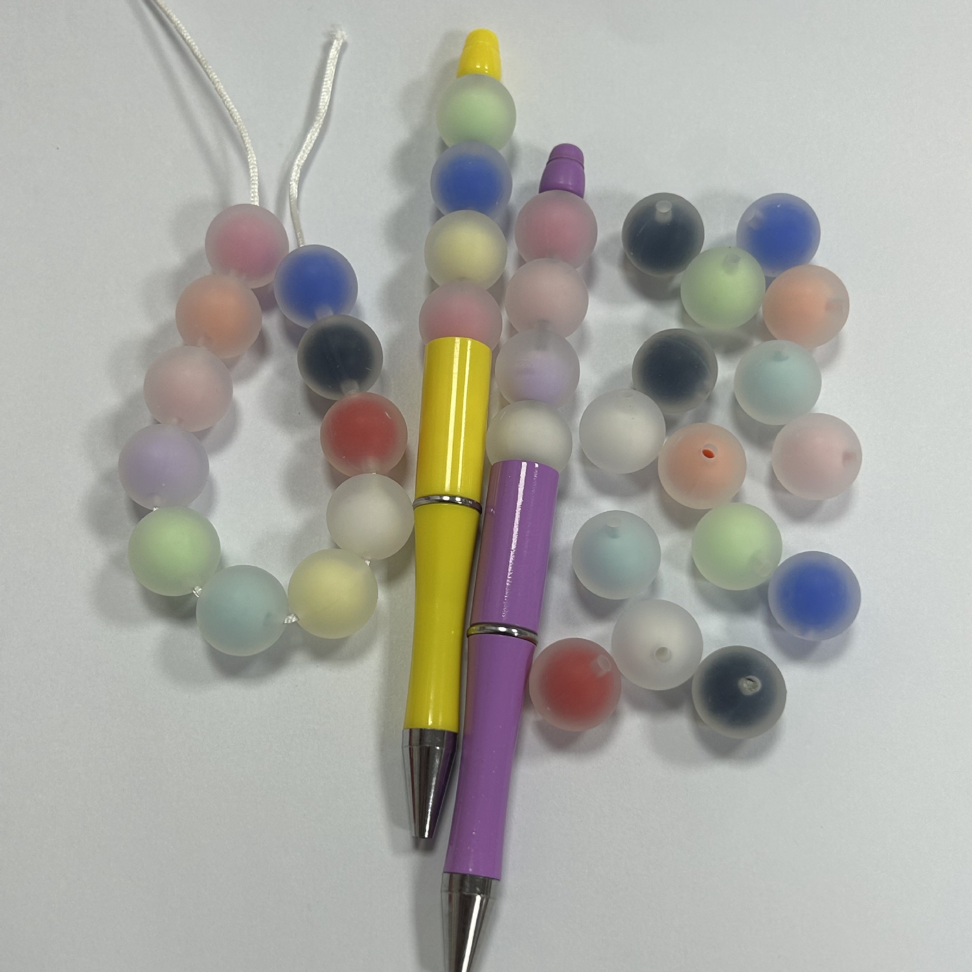 New Stereo Silicone Beads Two-Color Transparent 15mm Round Beads Jewelry Accessories DIY Hand Beads Silicone Loose Beads