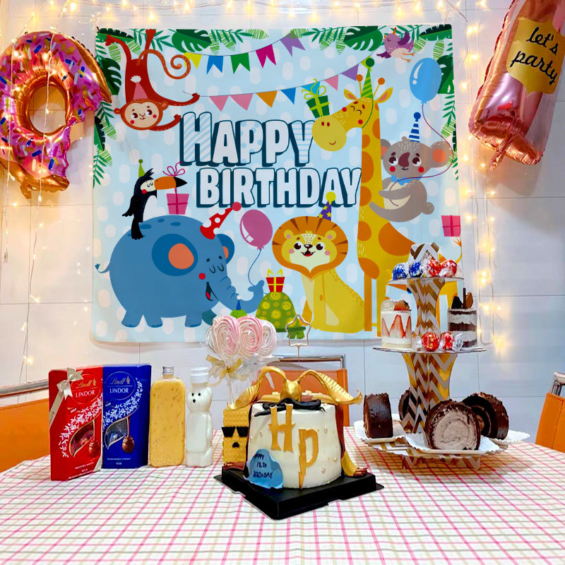 ins Birthday Background Cloth Children's Hundred Days Old Banquet Party Decorative Tapestries Tapestries Simple Mori Style Flag Bedroom