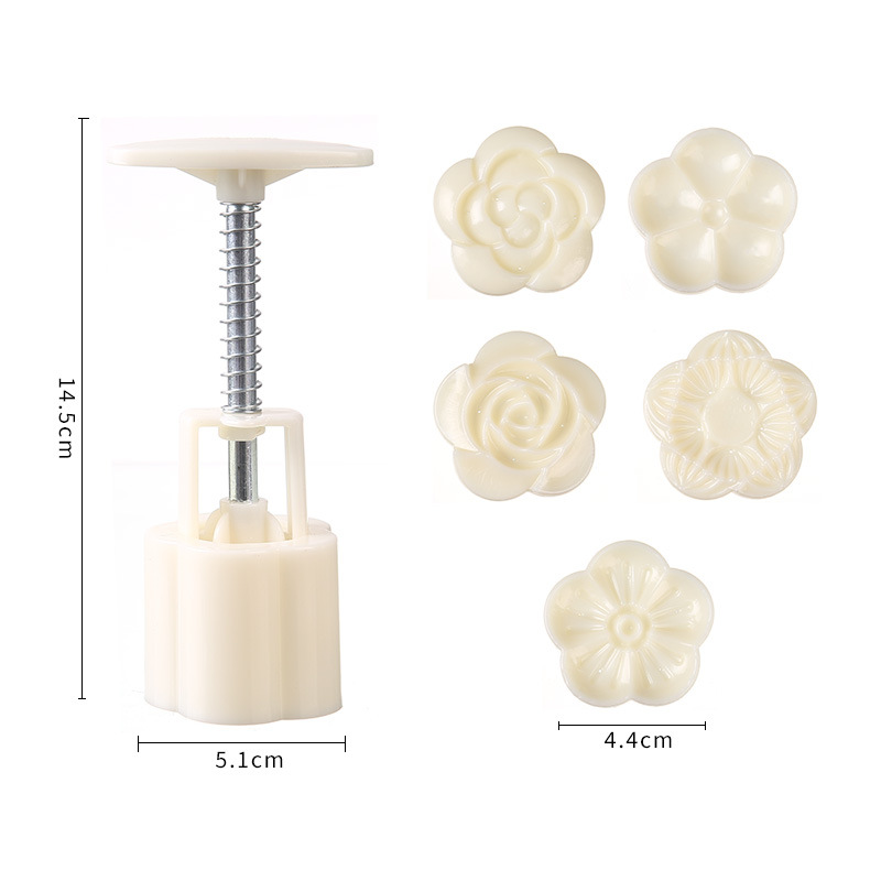 New Mid-Autumn Festival Flower-shaped Moon Cake Mold Making Model Printing Ice-skin Mung Bean Cake Pastry Hand-pressed Household Baking Mill