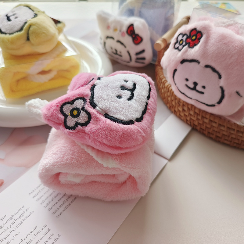 Cartoon Line White Dog Thickened Towel Towel Coral Fleece Towel Children's Face Towel Birthday Banquet Return Gift