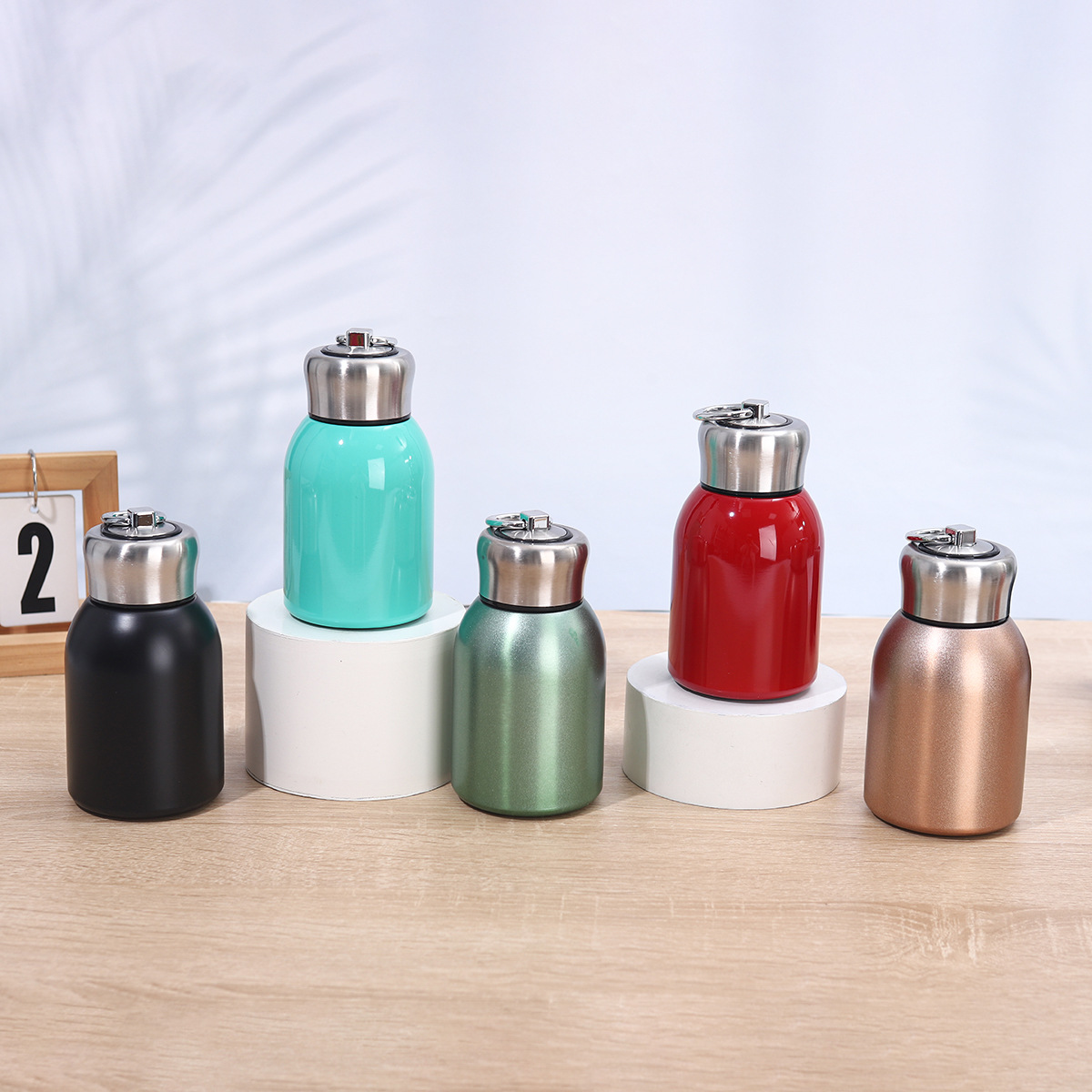 Internet Celebrated 304 Stainless Steel Small Chubby Thermos Cup Fashionable Mini Pocket Cup with Handlet Outdoor Portable Big Belly Cup
