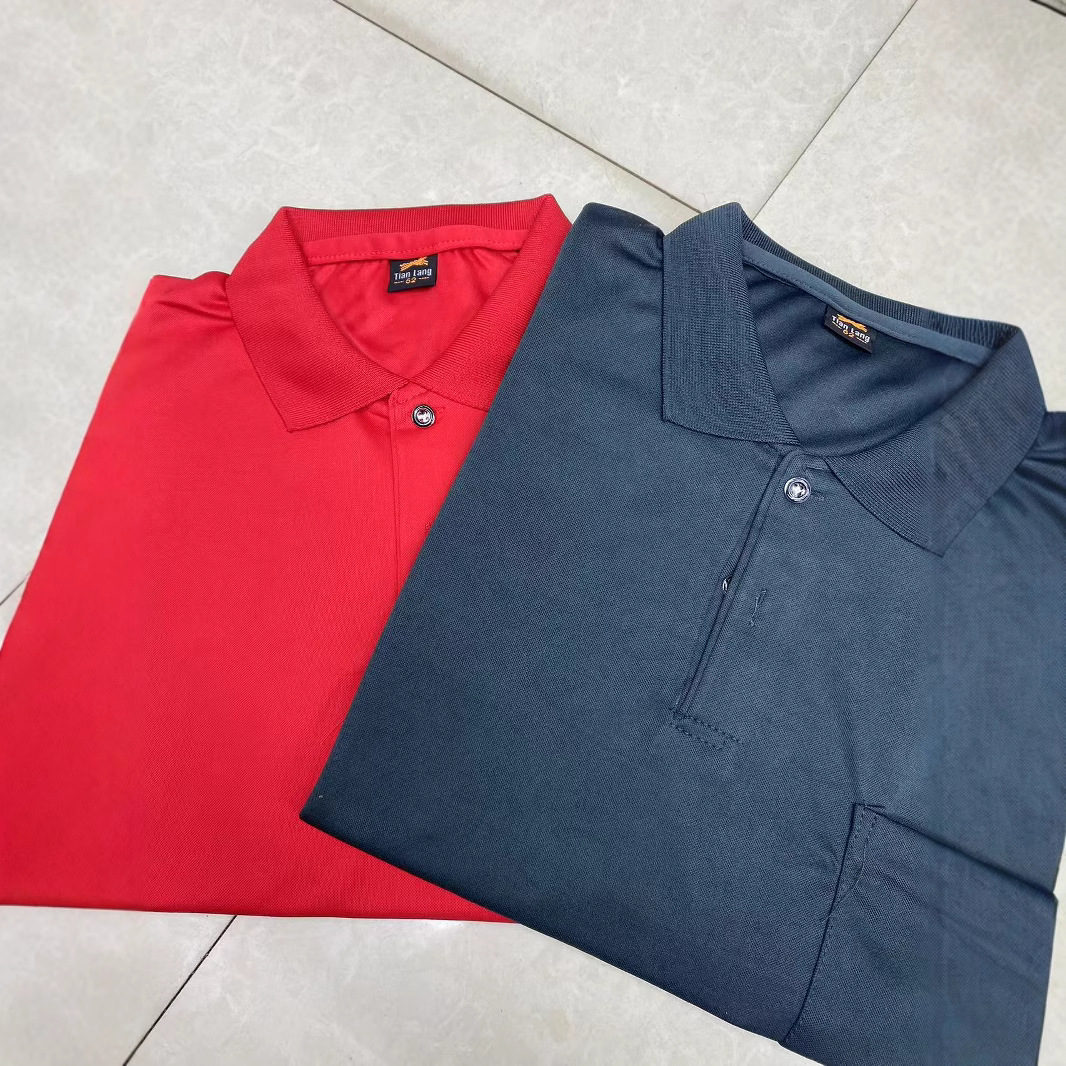 Middle-Aged and Elderly Men's Autumn Lapel T-Shirt Large Size Dad and Grandpa Wear Long-Sleeved Top with Flap Pocket Pantss Street Stall Supply