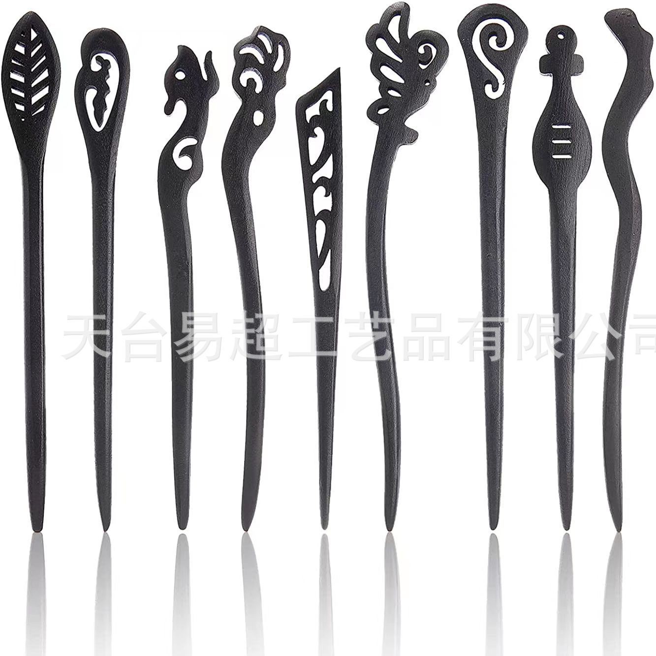 Черная деревянная заколка, женская антикварная простая заколка, летние высококачественные аксессуары для волос