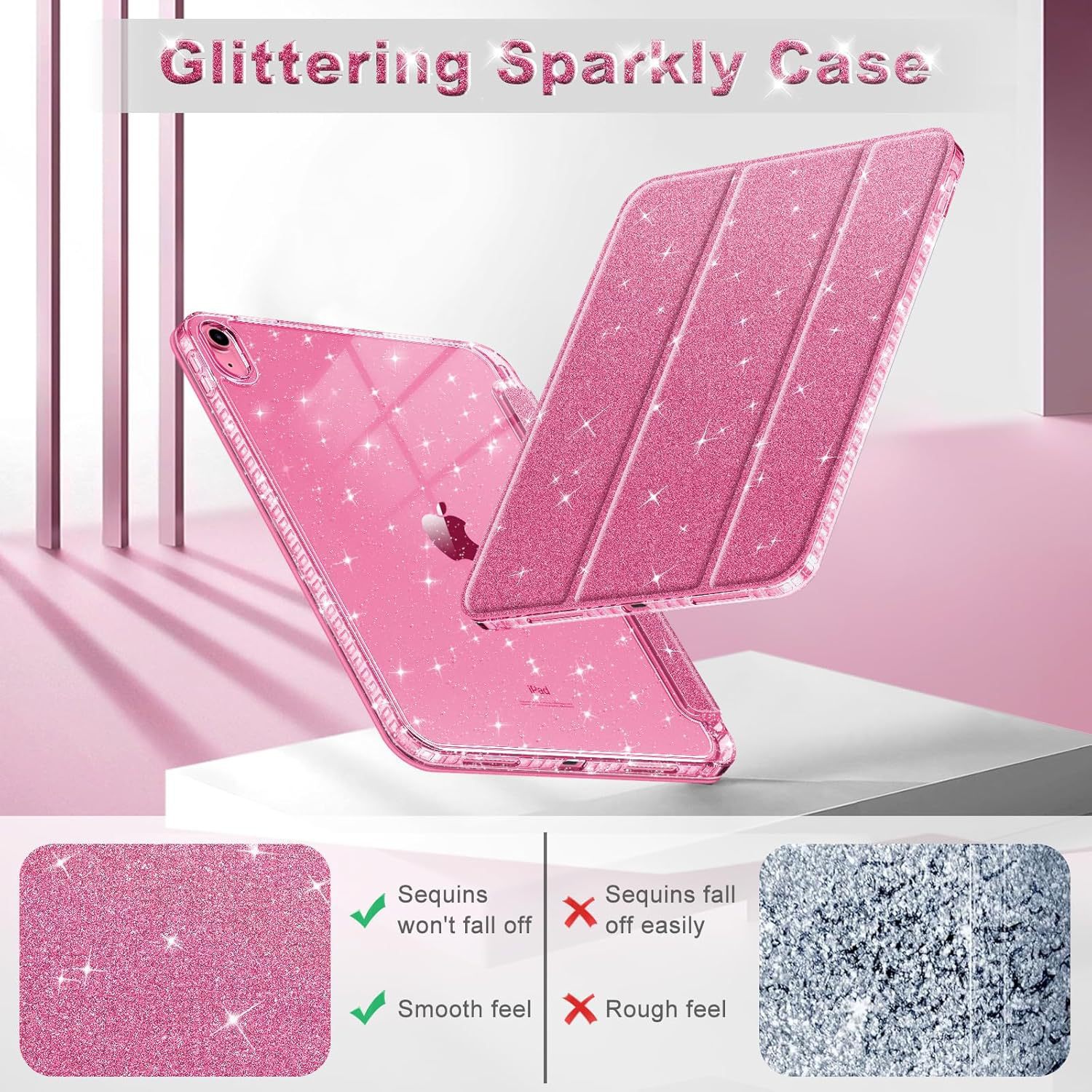 iPad Protective Case Ipad11 Generation Glitter Shell Leather Case Air11 Acrylic Glitter Anti-Fall and Anti-Bending with Pen Slot