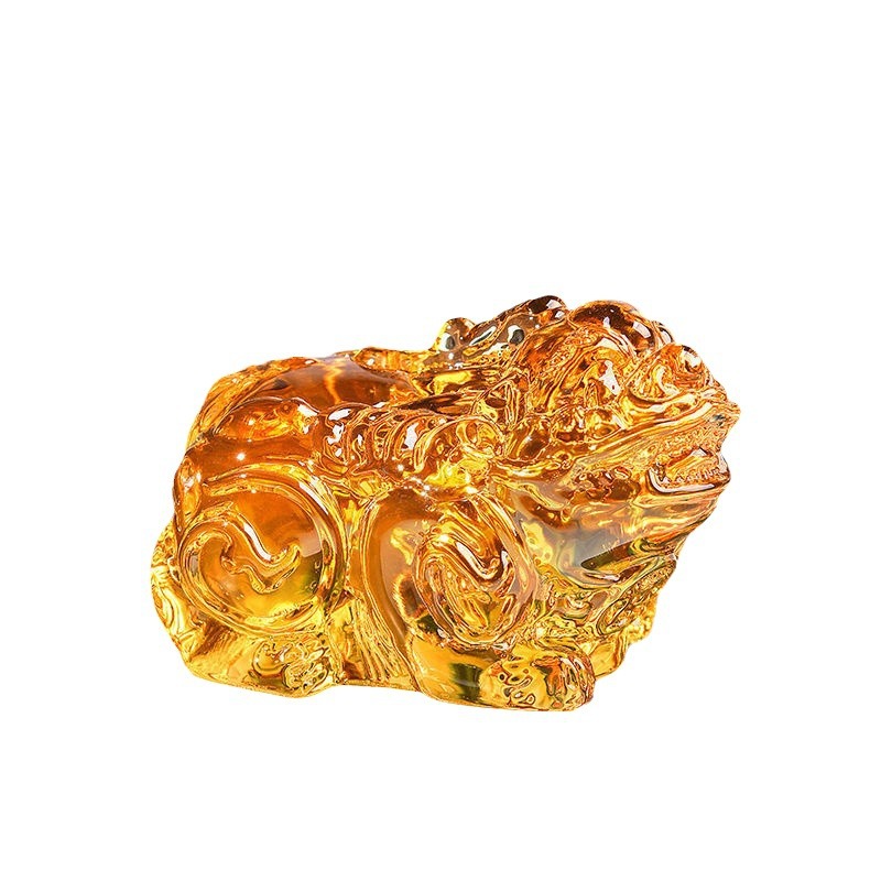 High-grade yellow crystal brave colored glaze ornaments fortune office home decorations opening housewarming mascot