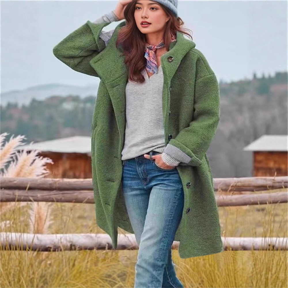 Women's Cross-border in stock European and American Amazon Casual Women's Lapel Coat Multicolor Optional Loose Hooded Women's Windbreaker