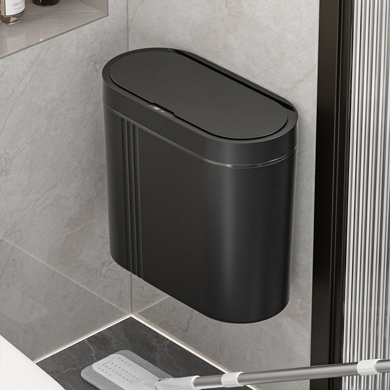25-year-old new smart trash can with cracks, household kitchen and bathroom wall-mounted flip cover, automatic induction trash can