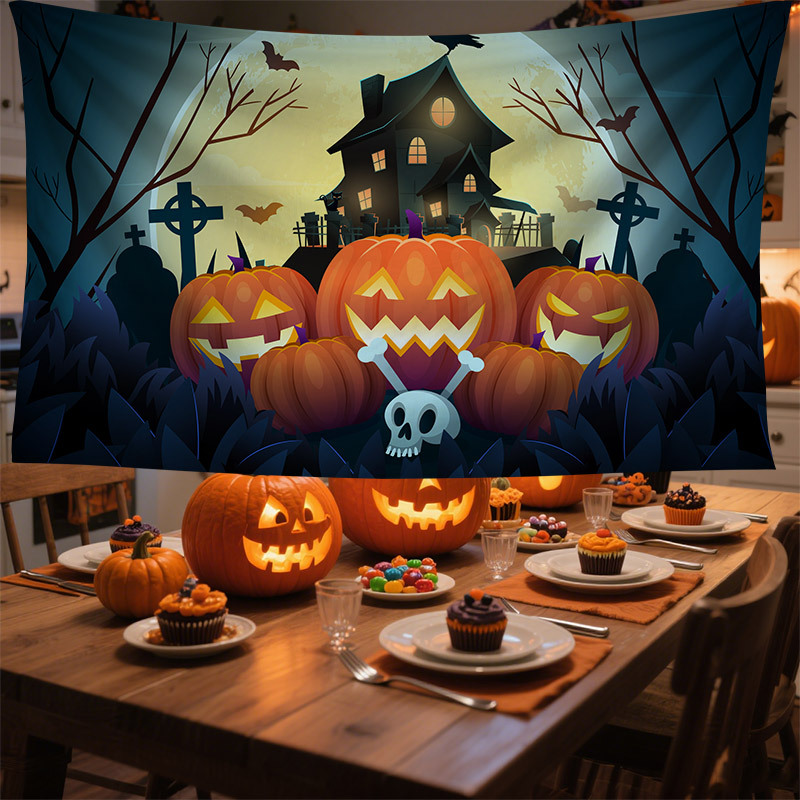 New European and American Cross-Border Halloween Holiday Decoration Supplies Pumpkin Party Decoration Banner Courtyard Background Cloth Layout