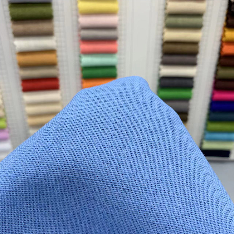 Factory Spot Linen Cotton Fabric 3070 Linen Cotton Plain Color Cotton Linen Dress Top Printed Base Fabric