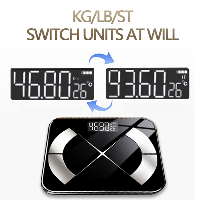 Cross-Border English Bluetooth Body Fat Scale Smart Body Weight Scale Body Fat Scale Human Body Scale Rechargeable Electronic Scale Simple