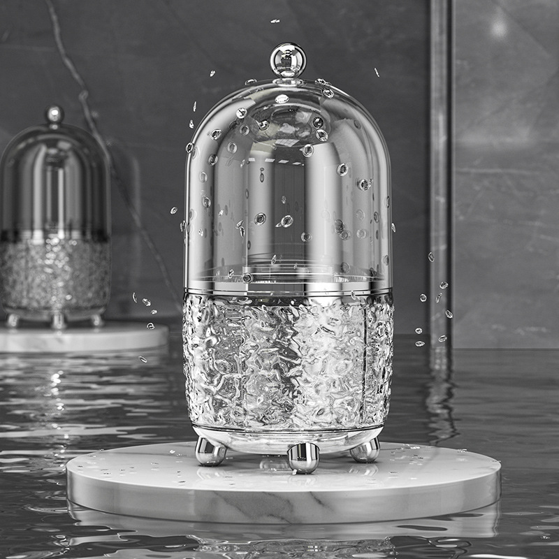 Cosmetic Storage Box High-end Light Luxury Household Desktop Makeup Brush Storage Rotating Dust-proof Dressing Table Storage Bucket