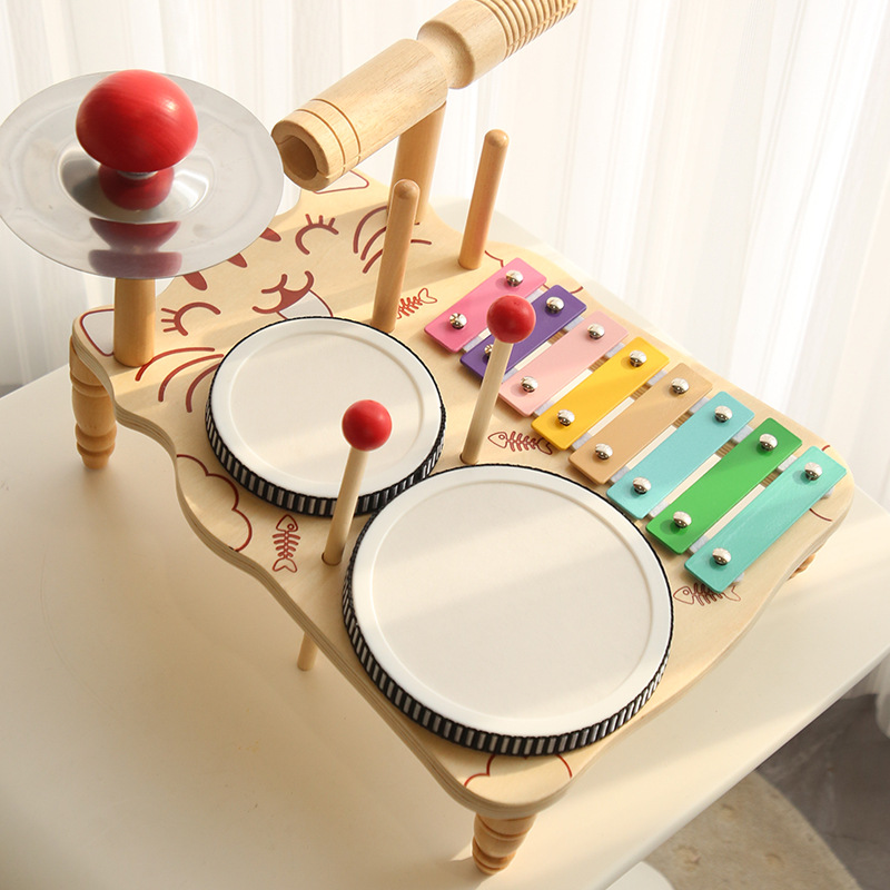 Kitten Music Station Children's Percussion Toy Instrument Percussion 3456 Years Old Musical Sense Training Enlightenment Wooden Toy Wholesale