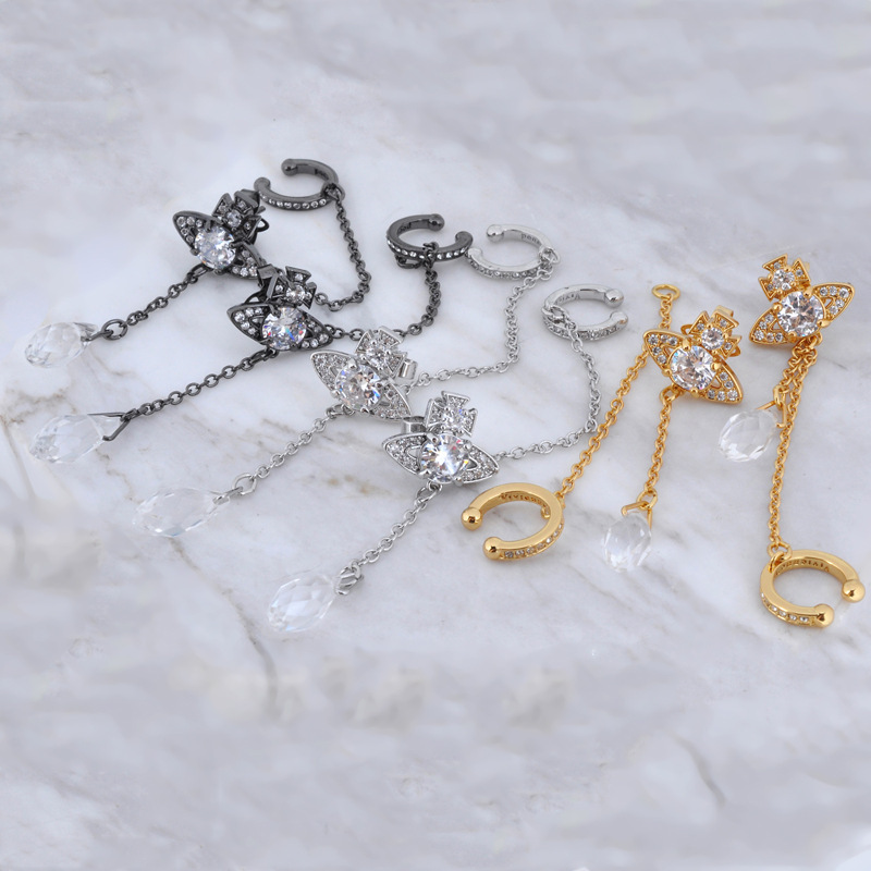 Серьги-щепки в форме капли воды из золота и серебра, кристаллы, панк стиль, женские серьги в форме подковы