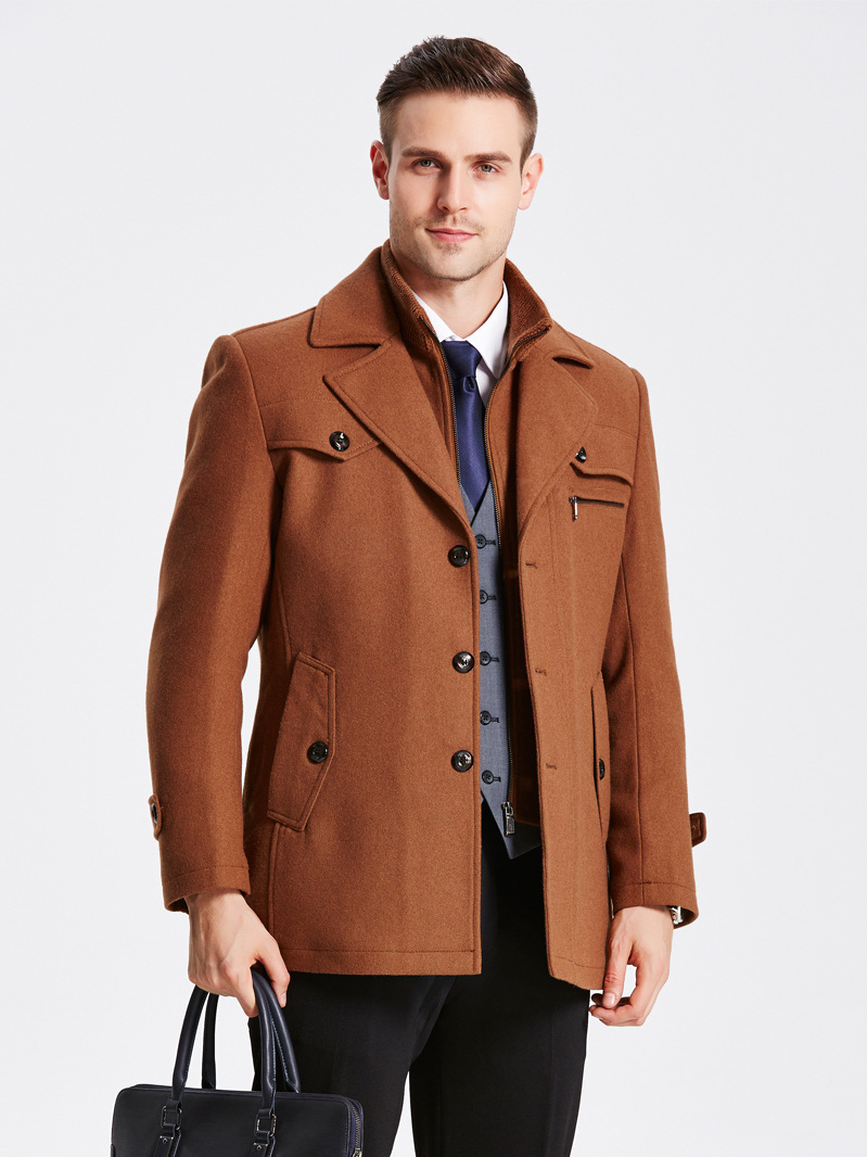European Size Men's Woolen Outwear Men's Double Collar Wool Outwear Wholesale Cross-Border Supply Wish Amazon Plus Size Men's Clothing