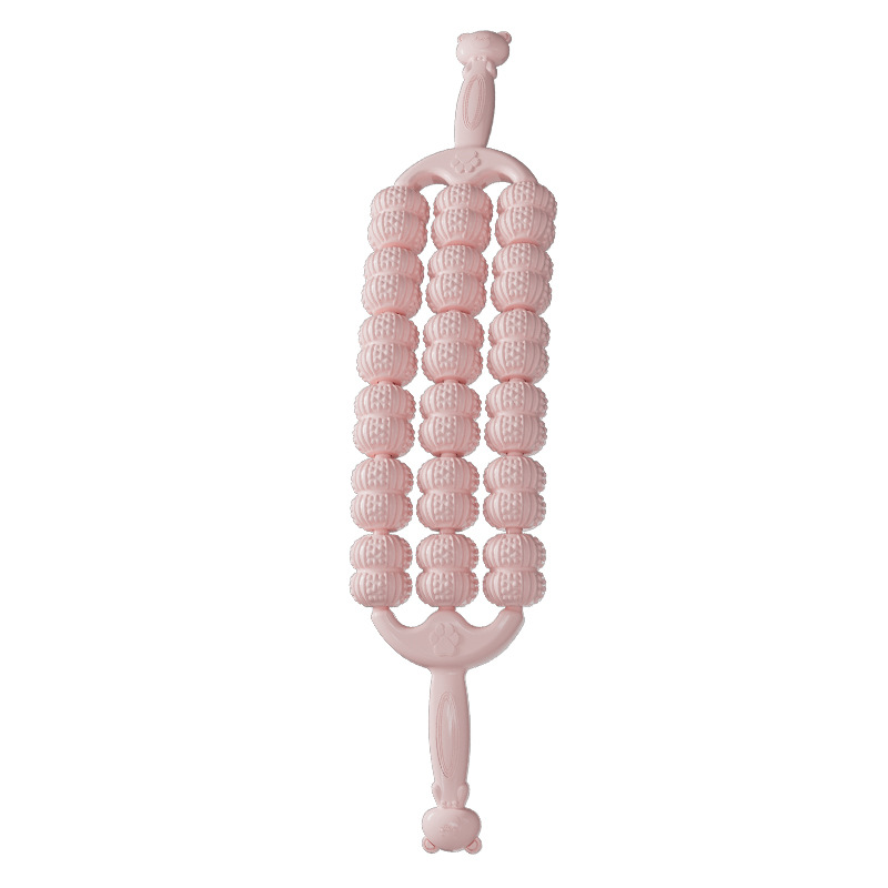 Bear Bendable Back Massage Stick, Wolf Tooth Massage Stick, Yoga Soothing Muscle Relaxation Roller, Three Rows of All-Round