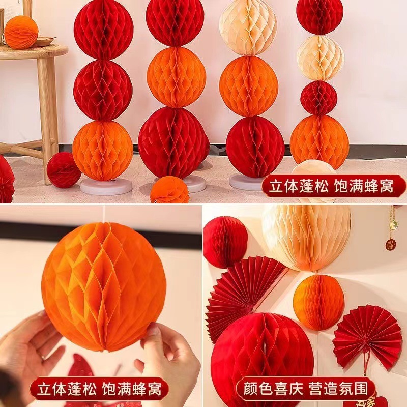 Honeycomb Ball Manufacturer Cross-Border Colorful Column Lantern Wedding Wedding Party Wedding Room Festive Holiday Background Pendant Batch