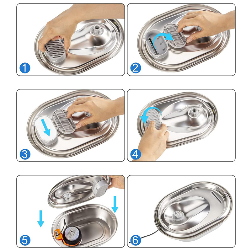 Source manufacturers stainless steel pet water dispenser filter cat fountain replacement filter activated carbon filter cotton wholesale