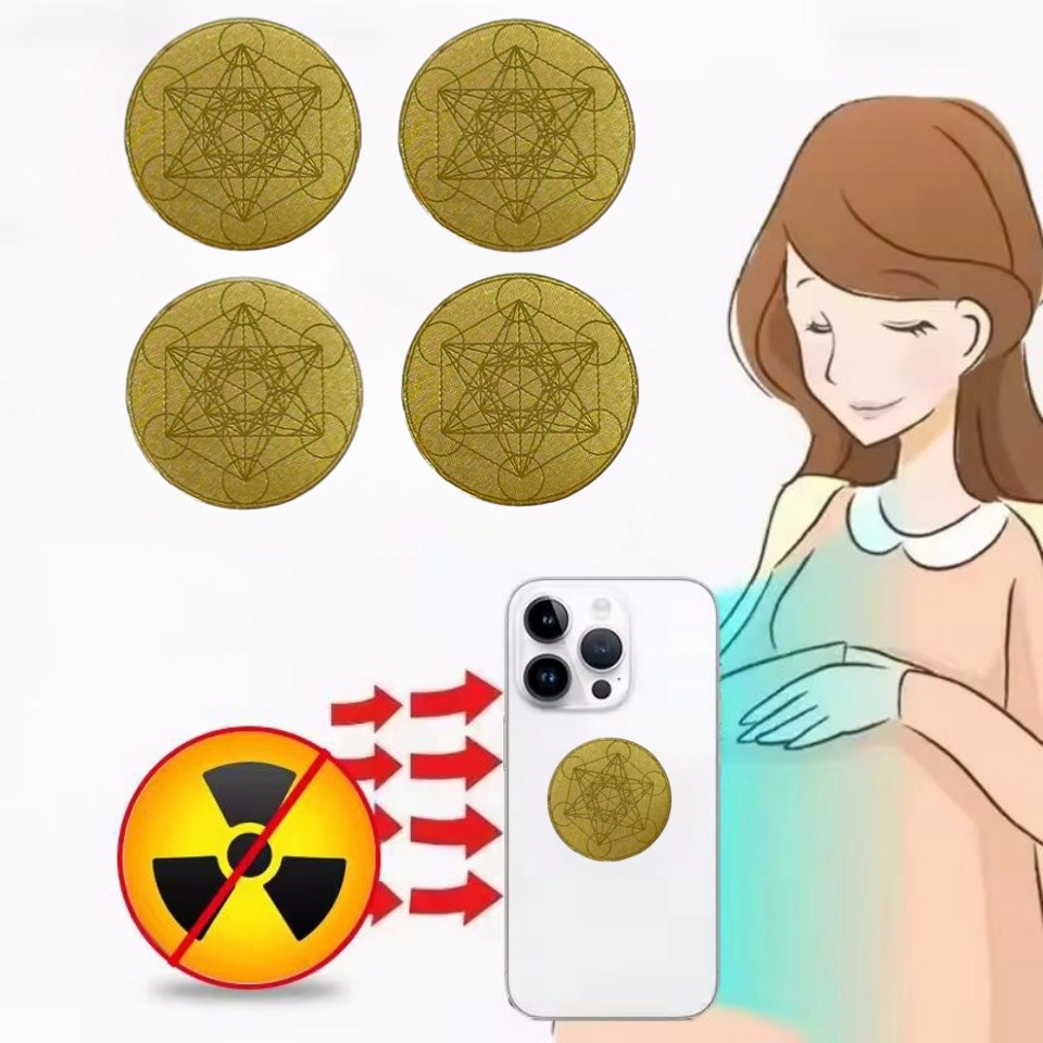 Стикер против радиации 5G EMF, круглый шестигранный стикер из 24K золота